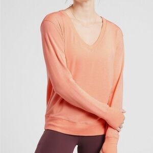 Athleta Sunrise Peach V-Neck Long Sleeve Sweatshirt